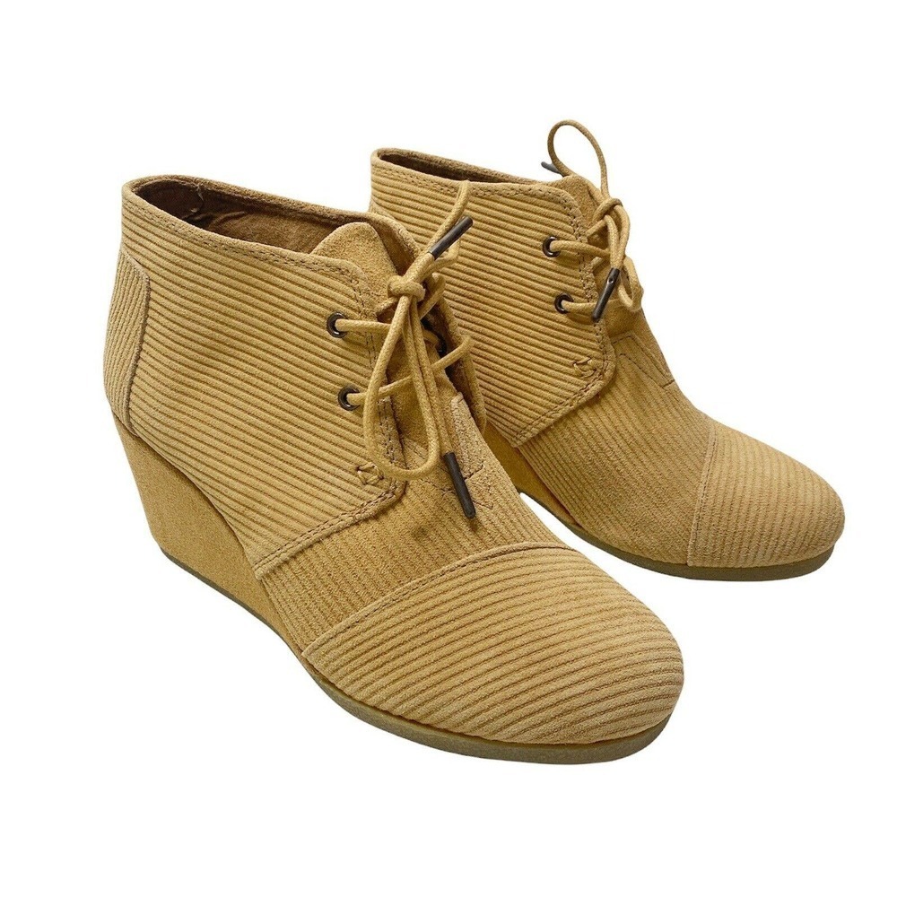 Toms Desert Wedge Womens Size 7 Tan Camel Suede Ankle Booties - Picture 2 of 9